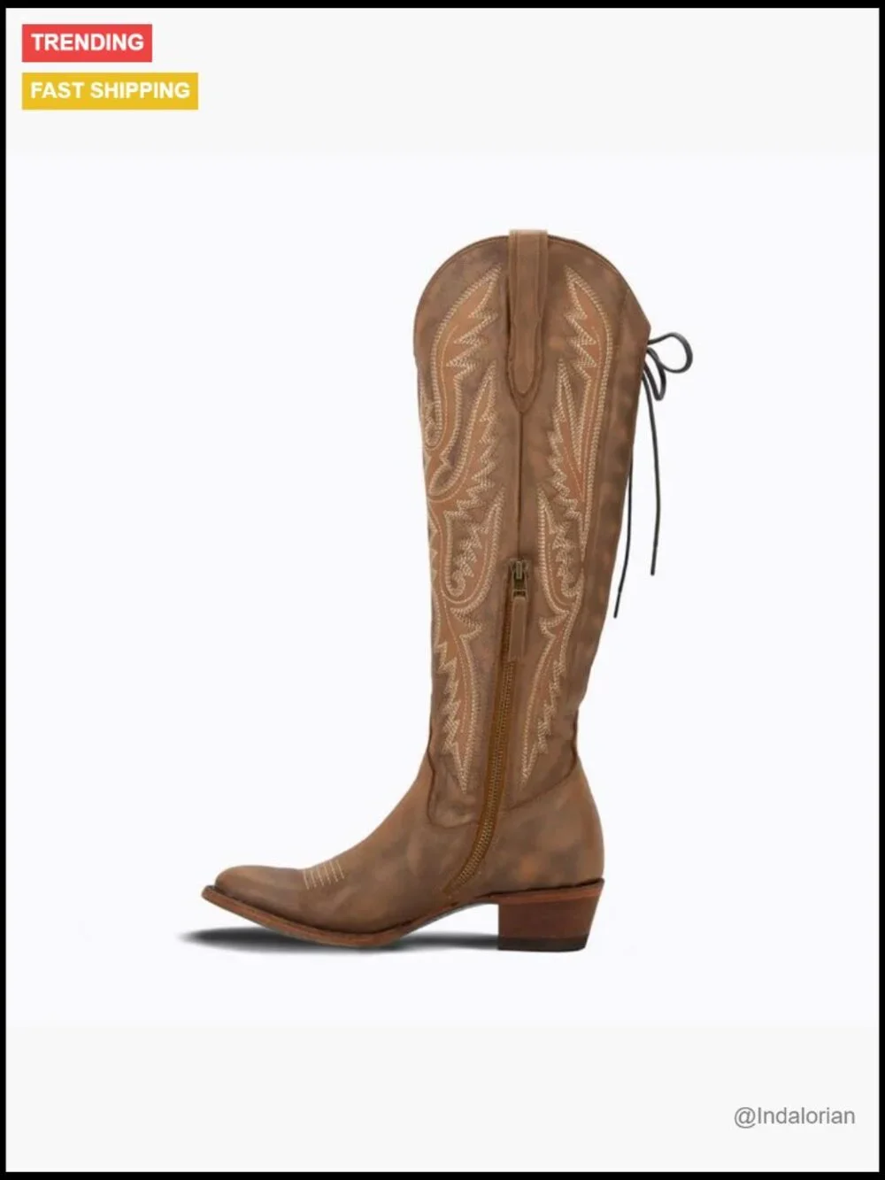 Over the Knee Cowboy Boots for Women Adjustable Thigh High Cowgirl Boots Faux